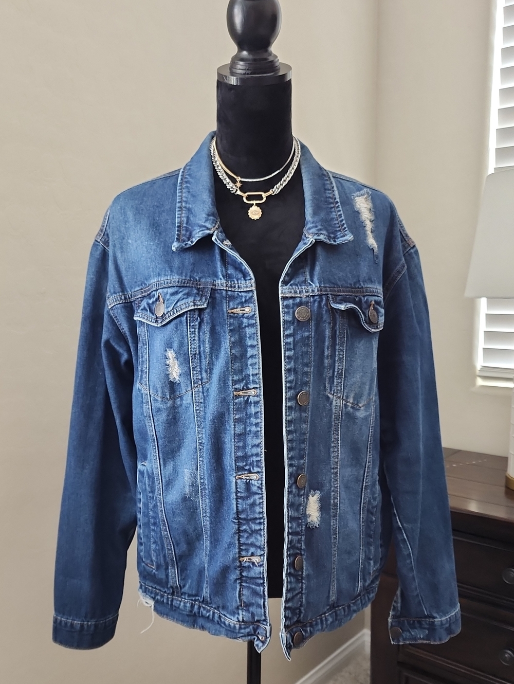 Wax Jean Blue Distressed Denim Jacket
